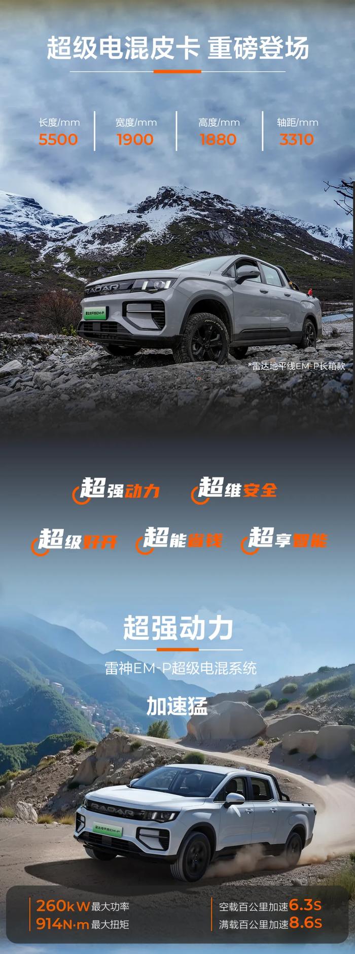 吉利雷達(dá)金剛/地平線EM-P電混皮卡上市:全系四驅(qū),13.98萬元起